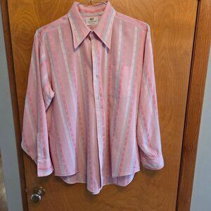 Van Heusen 417 Vtg Long Sleeve Dagger Collar Disco Mod Vanopress Like New   (47)